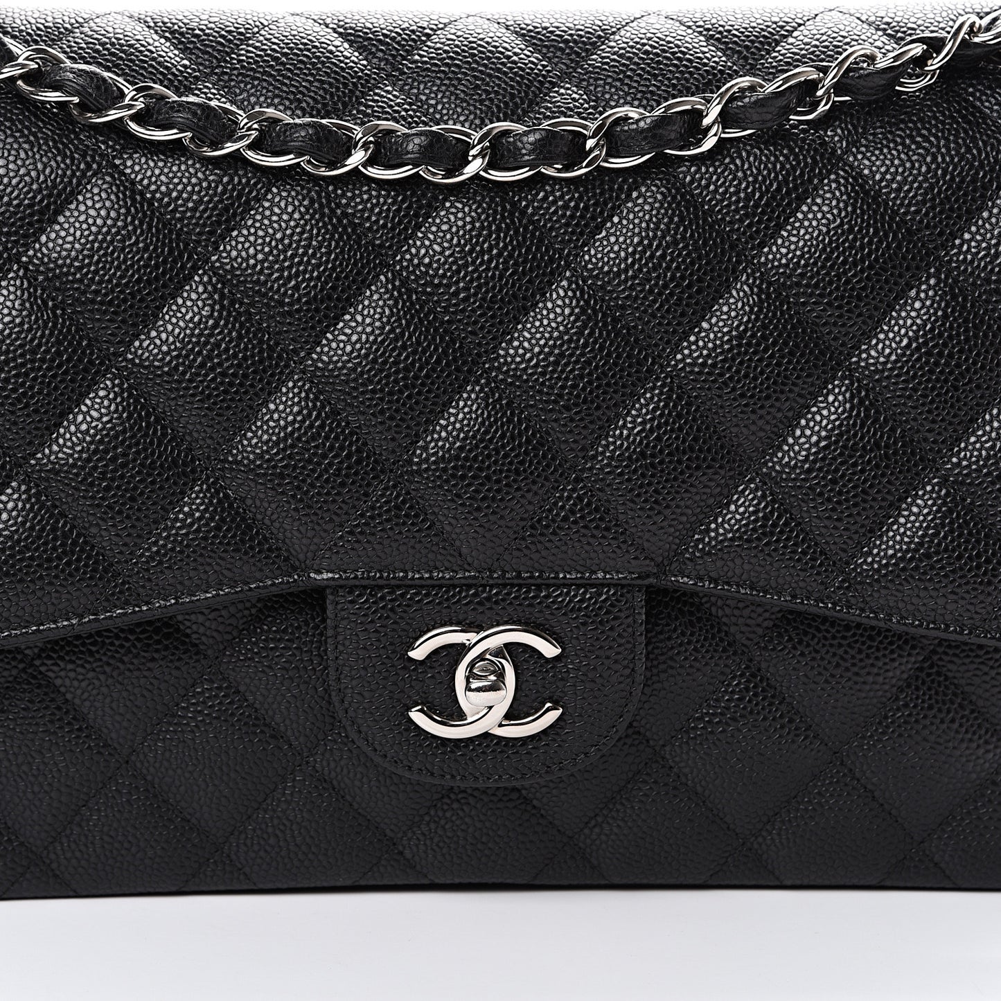 Caviar Quilted Jumbo Double Flap Black