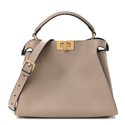 Fendi Vitello Tahiti Burro Medium Peekaboo Iconic Essentially Satchel Tortora Black 1 of 11