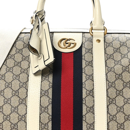Gucci GG Supreme Monogram Textured Dollar Calfskin Web Medium Ophidia Duffle Bag Beige Ebony Mystic White 7 of 11