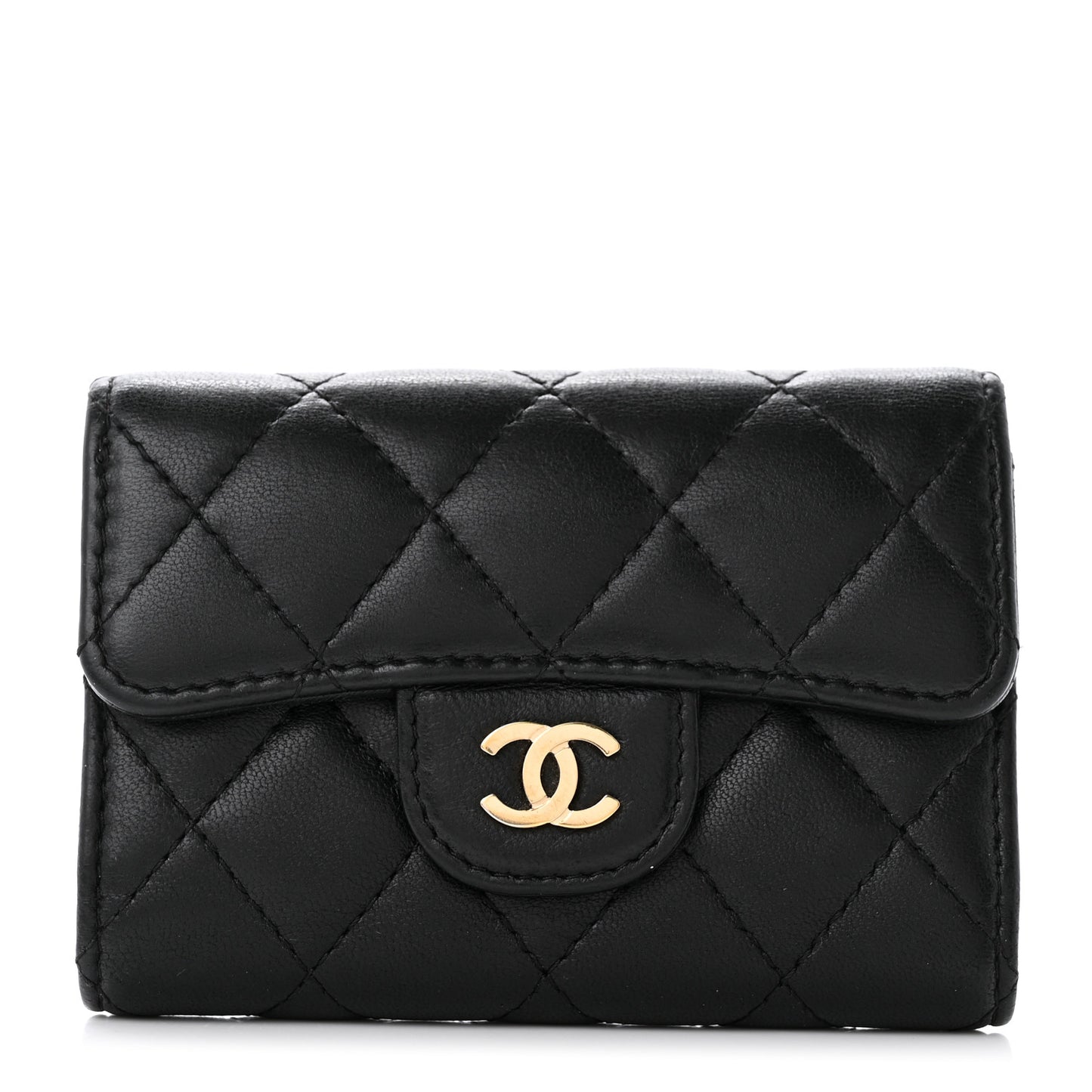 Lambskin Quilted 4 Key Holder Black