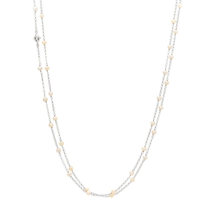 David Yurman Sterling Silver Freshwater Pearl Bead Chain Necklace 1 of 3