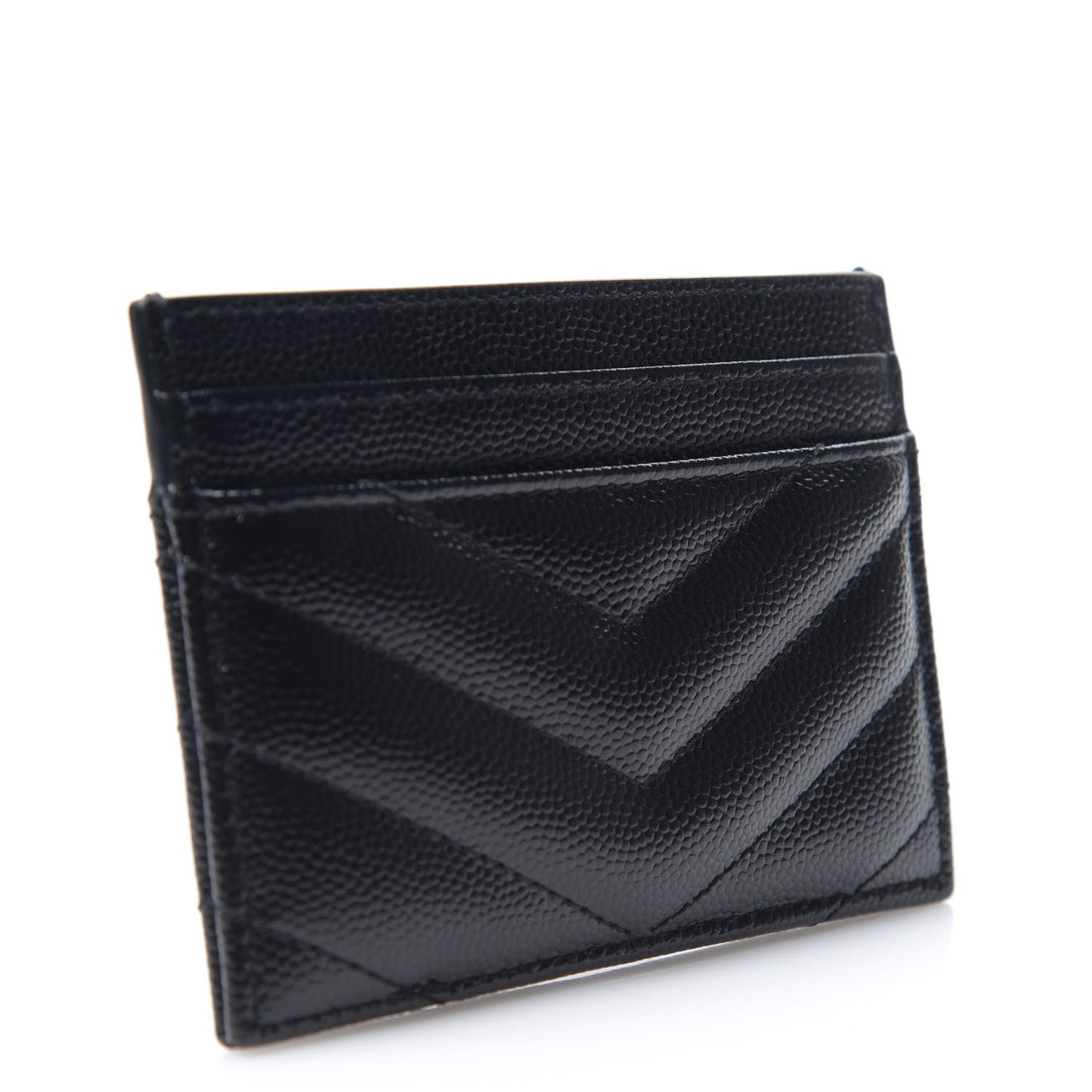 Grain De Poudre Matelasse Chevron Monogram Credit Card Case Black
