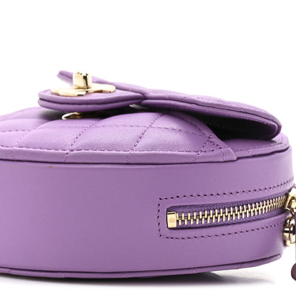 Chanel Lambskin Quilted CC In Love Heart Clutch With Chain Purple 9 of 11