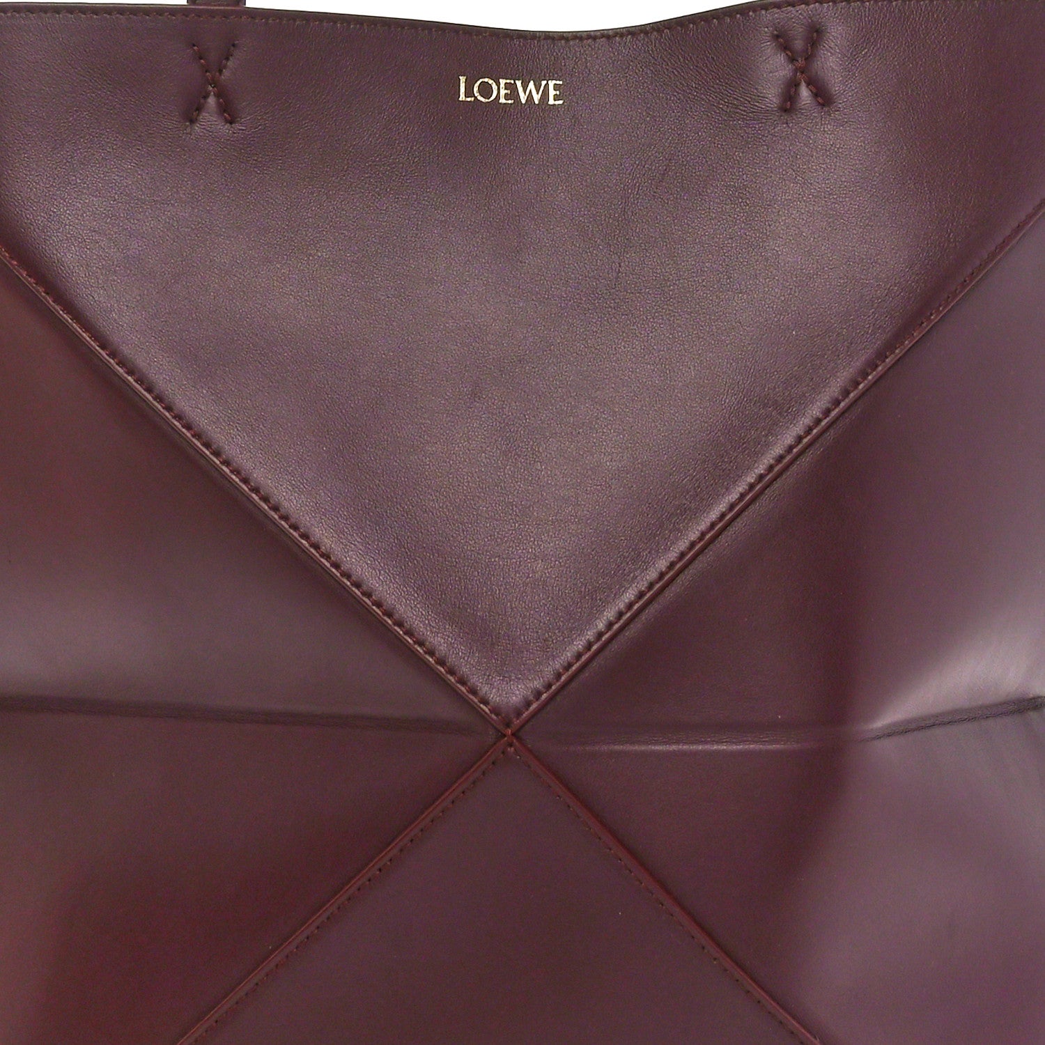 Loewe Shiny Calfskin Medium Puzzle Fold Tote Dark Burgundy 8 of 10