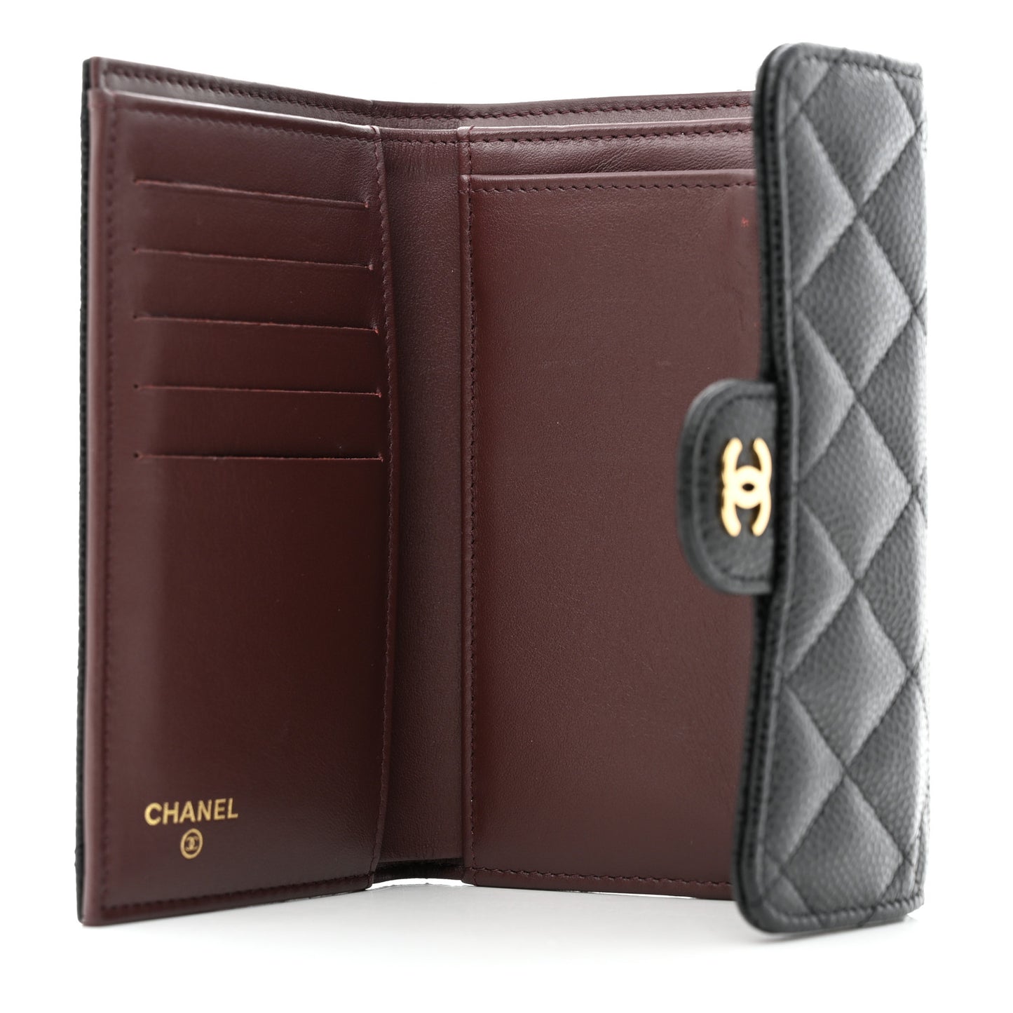 Caviar Quilted Medium Flap Wallet Black