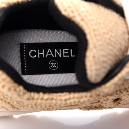 Chanel Braided Raffia Womens CC Sneakers 37.5 Beige 8 of 11