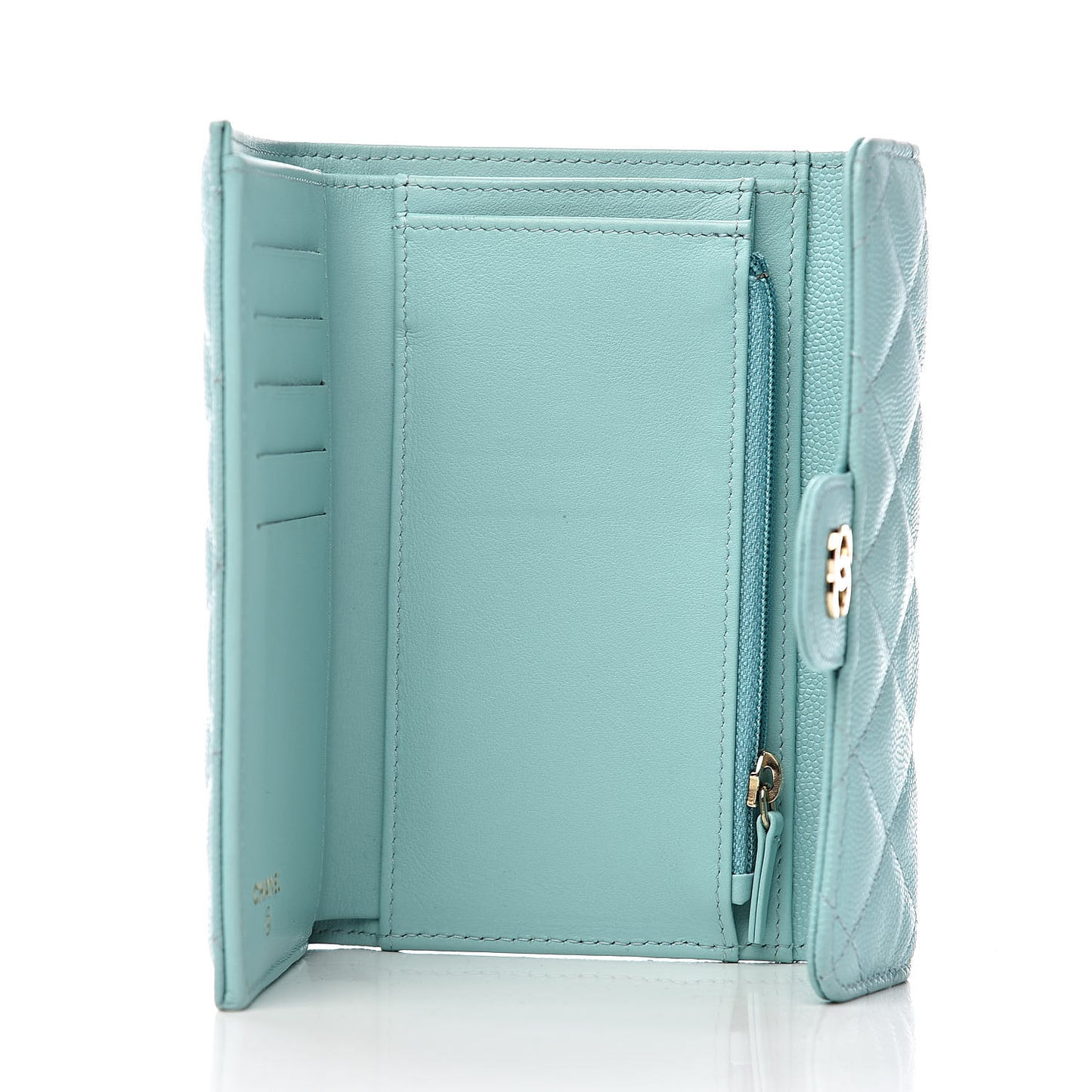 Caviar Quilted Medium Flap Wallet Light Blue
