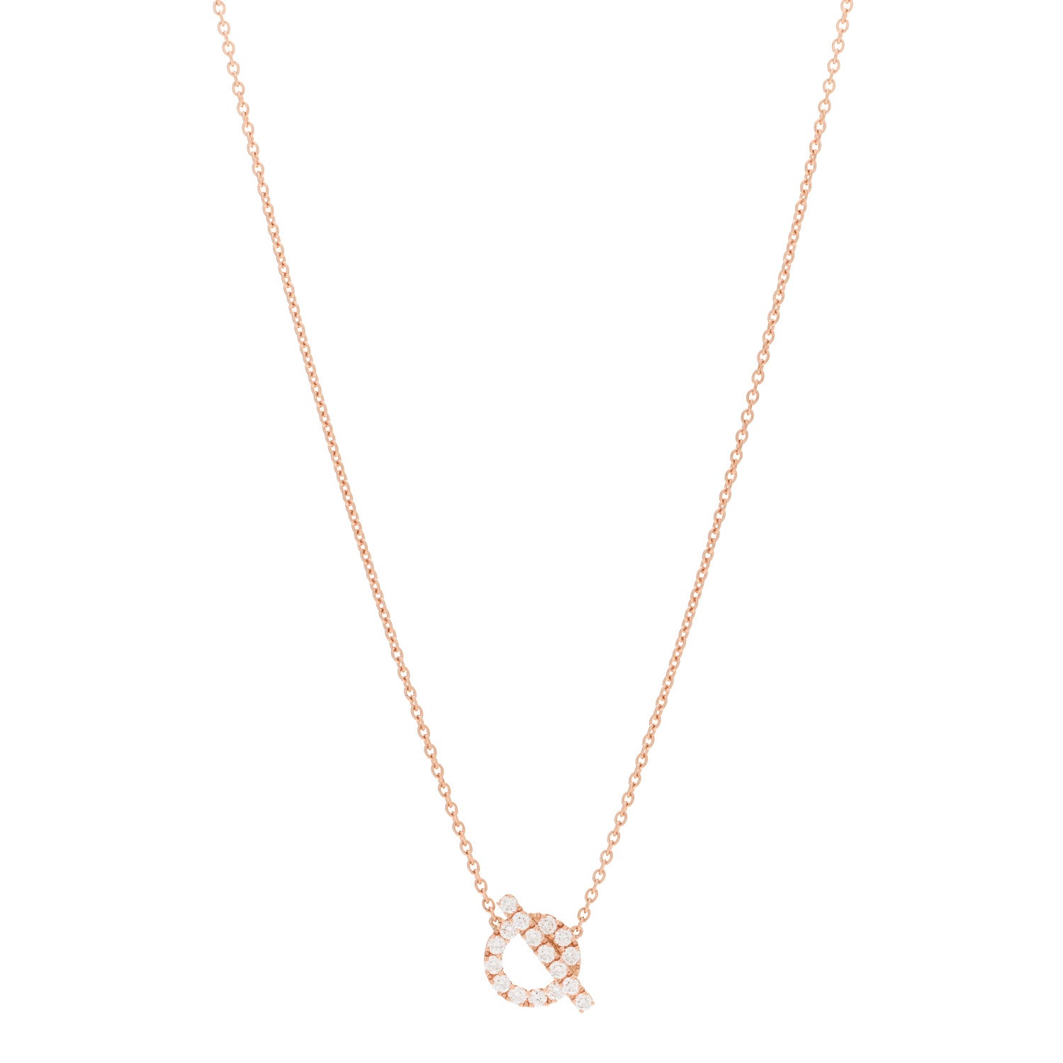 Hermes 18K Rose Gold Diamond Finesse Pendant Necklace 1 of 5
