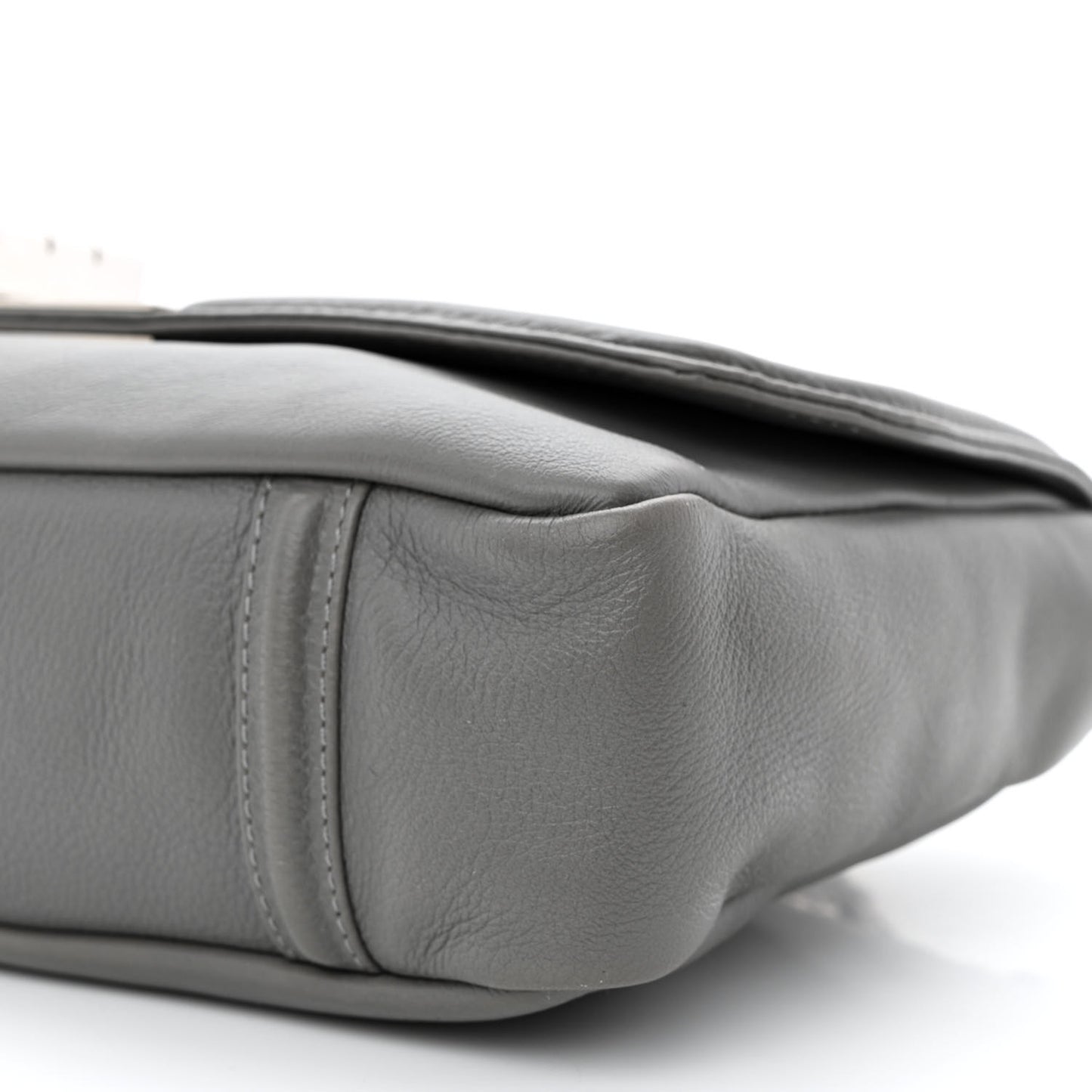 Grained Calfskin Mademoiselle Lock Bijoux Chain Flap Grey