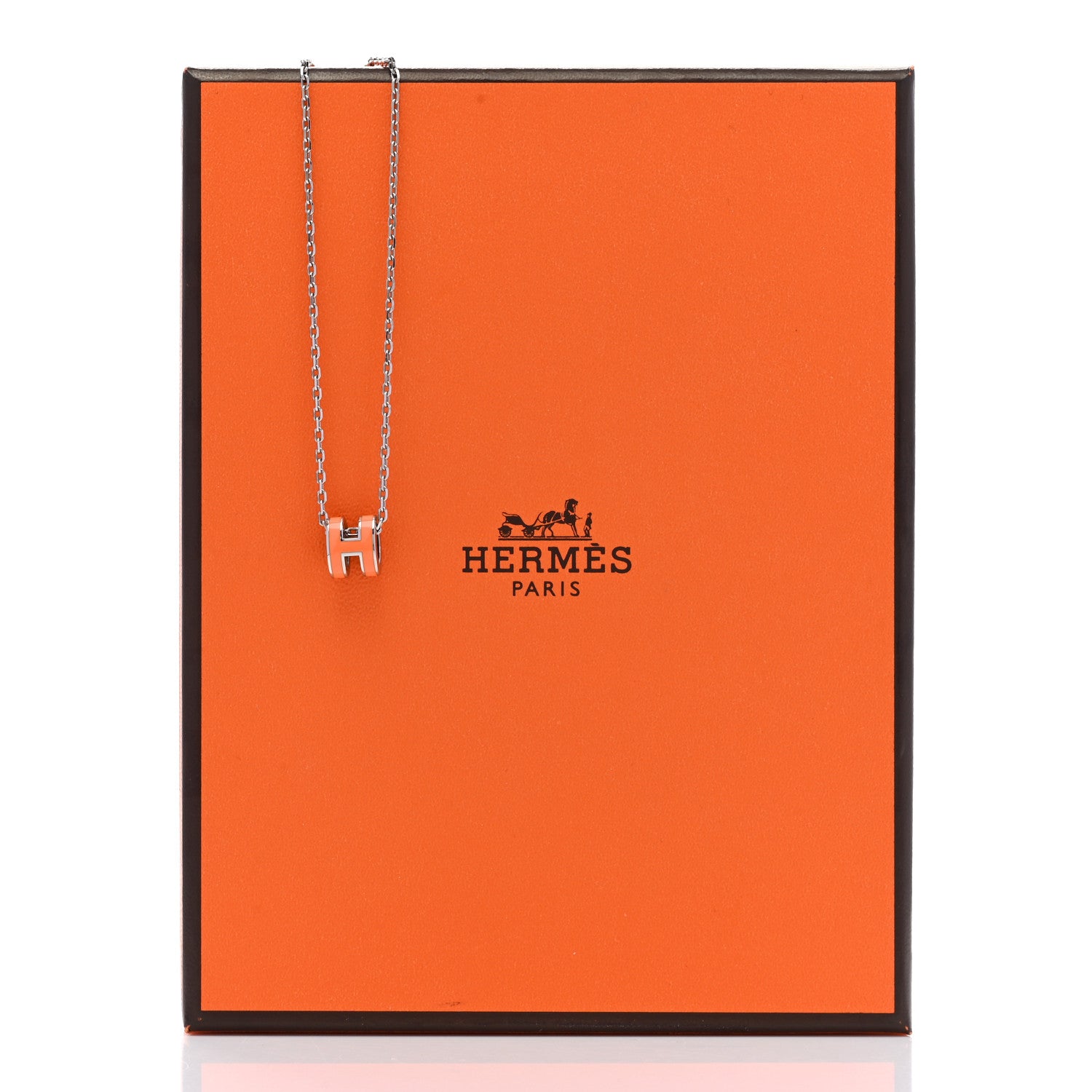Hermes Lacquered Palladium Mini Pop H Pendant Necklace Orange 8 of 8