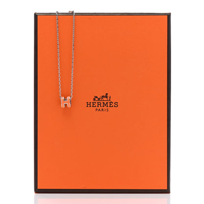 Hermes Lacquered Palladium Mini Pop H Pendant Necklace Orange 8 of 8