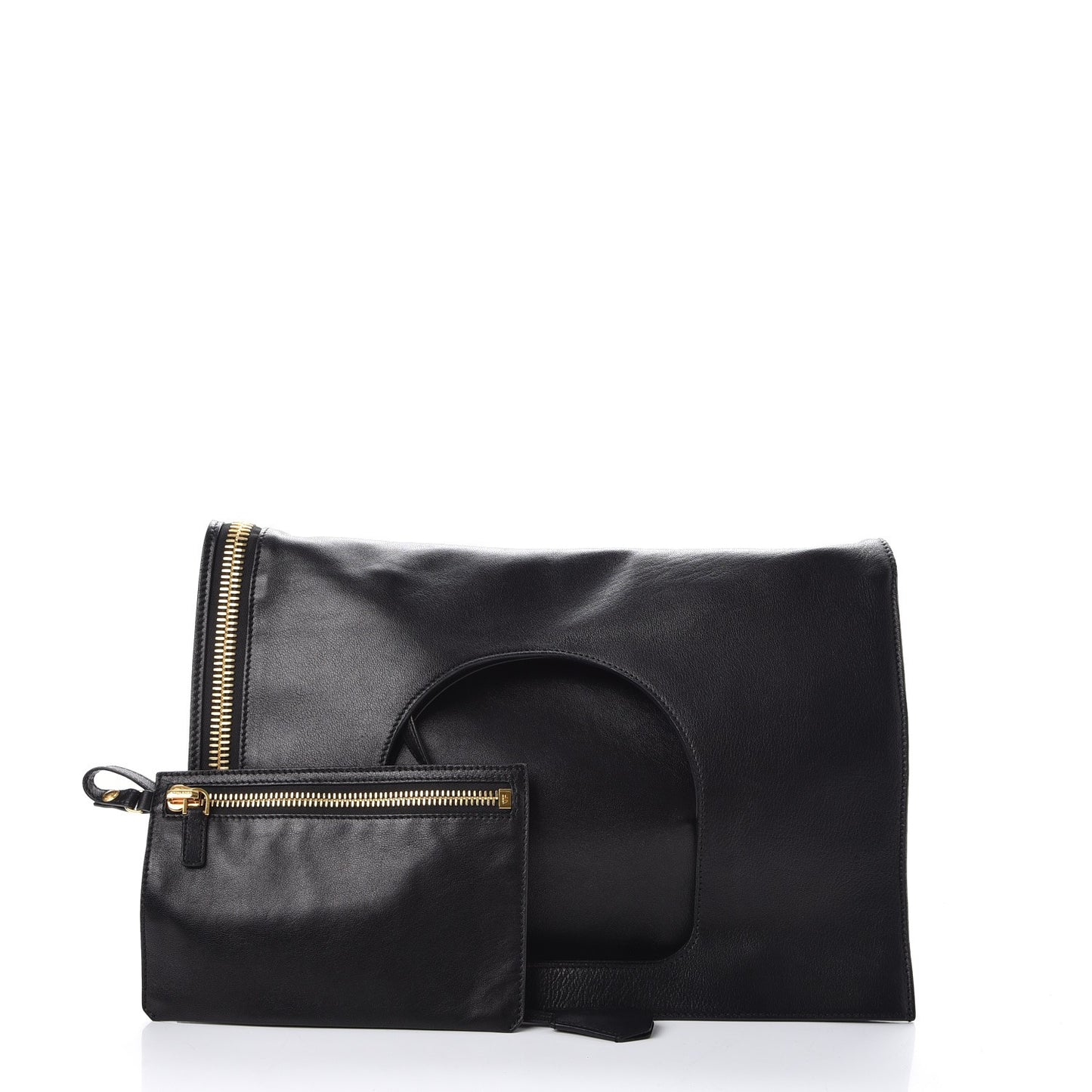 Ramskin Large Alix Padlock Zip Shoulder Bag Black