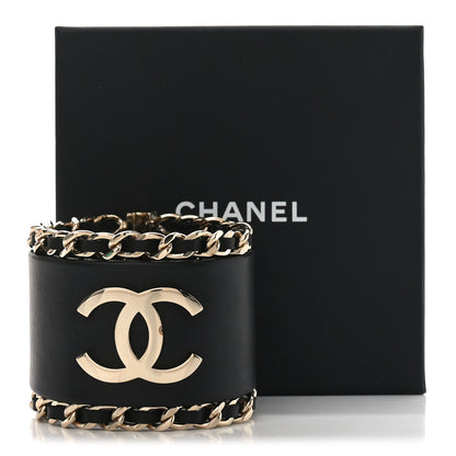 Chanel Lambskin Chain CC Cuff M Black Gold 6 of 6