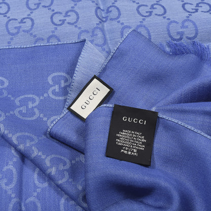 Gucci Wool Silk GG Monogram GGNat Scarf Sky Blue 3 of 3