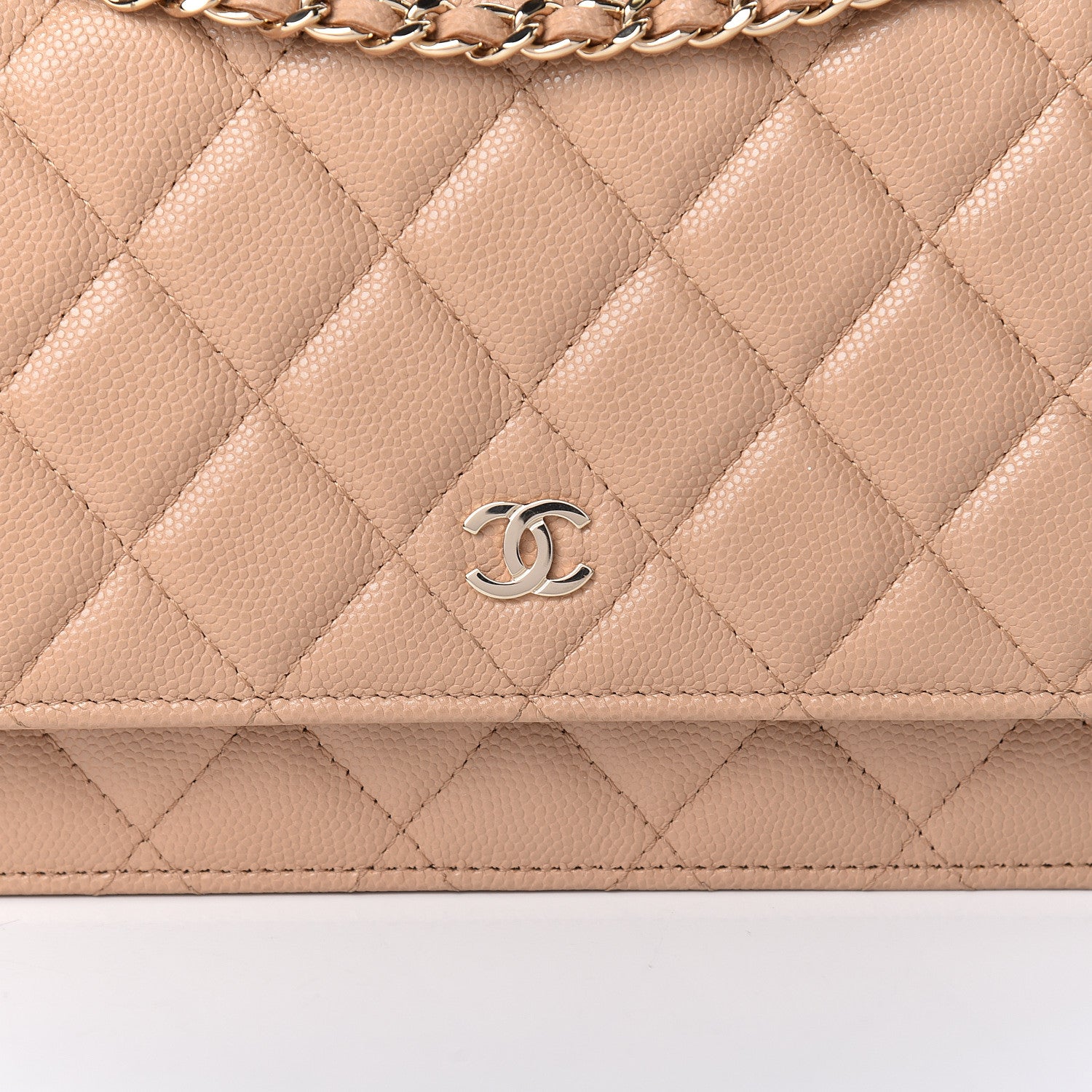 Chanel Caviar Quilted Wallet On Chain WOC Beige 11 of 12