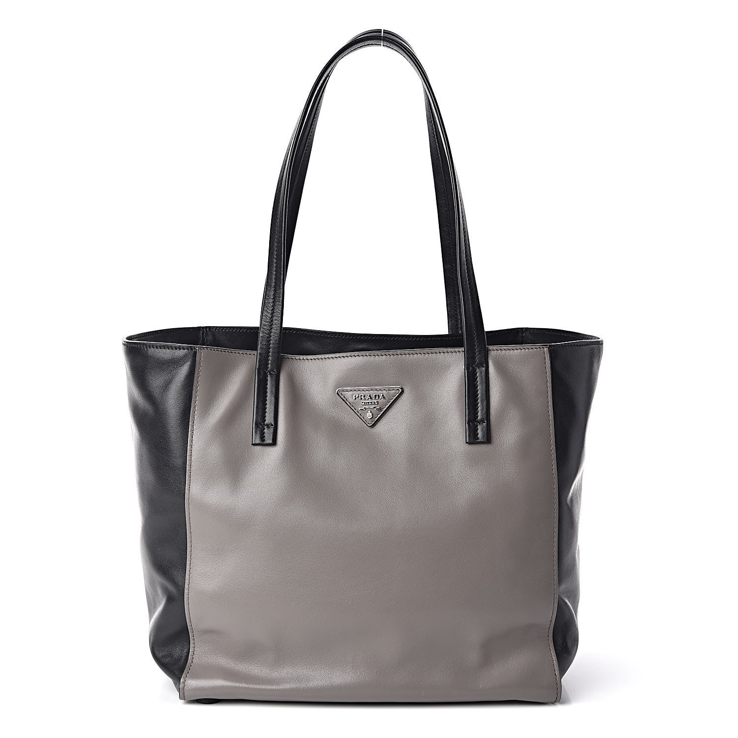 Prada Soft Calf Shopping Tote Black Argilla 1 of 10
