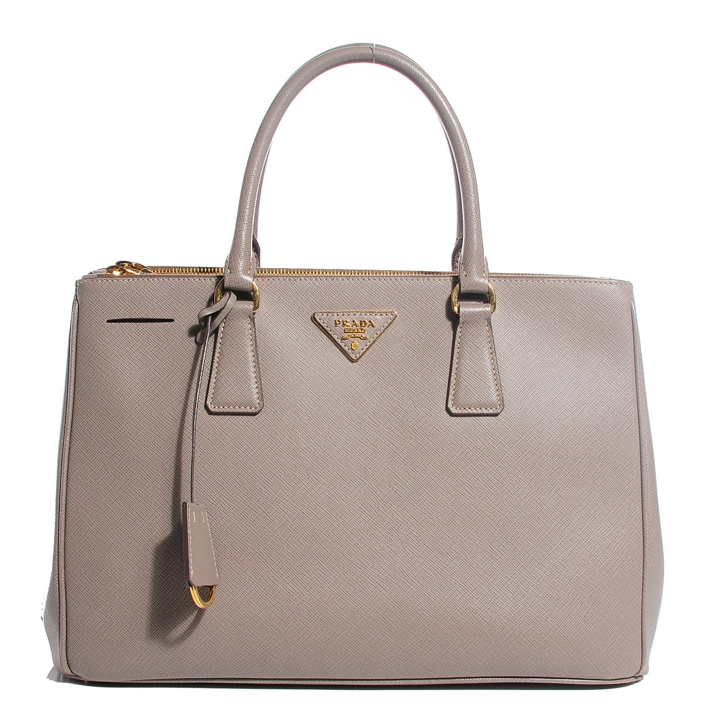 Saffiano Lux Medium Double Zip Tote Argilla