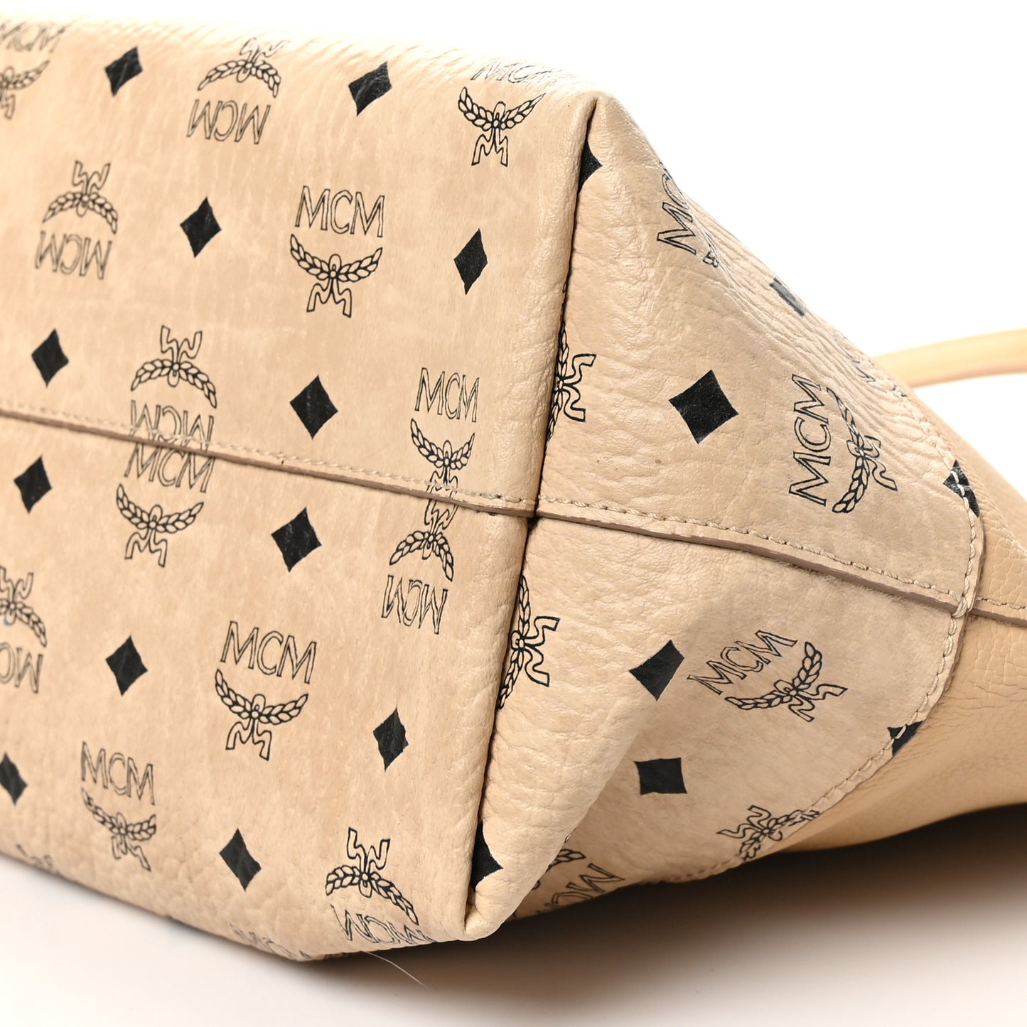 Calfskin Visetos Anya Shopper Tote Beige
