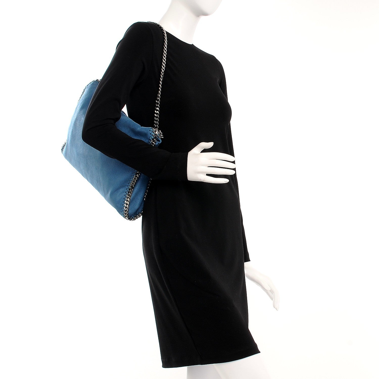 Stella McCartney Shaggy Deer Falabella Fold Over Tote Blue 3 of 9