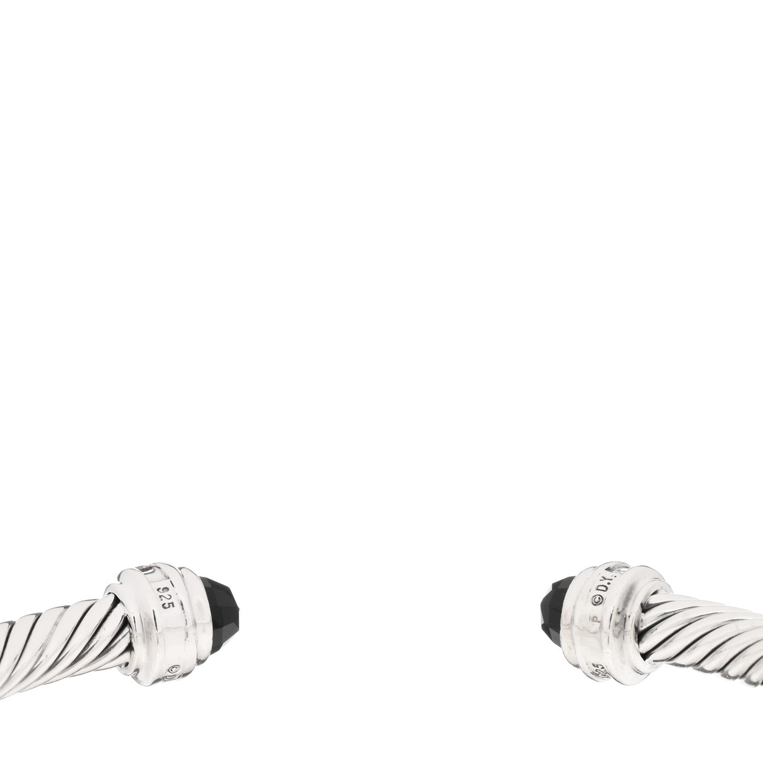 David Yurman Sterling Silver Diamond Black Onyx 5mm Cable Classics Princess Bracelet 3 of 3