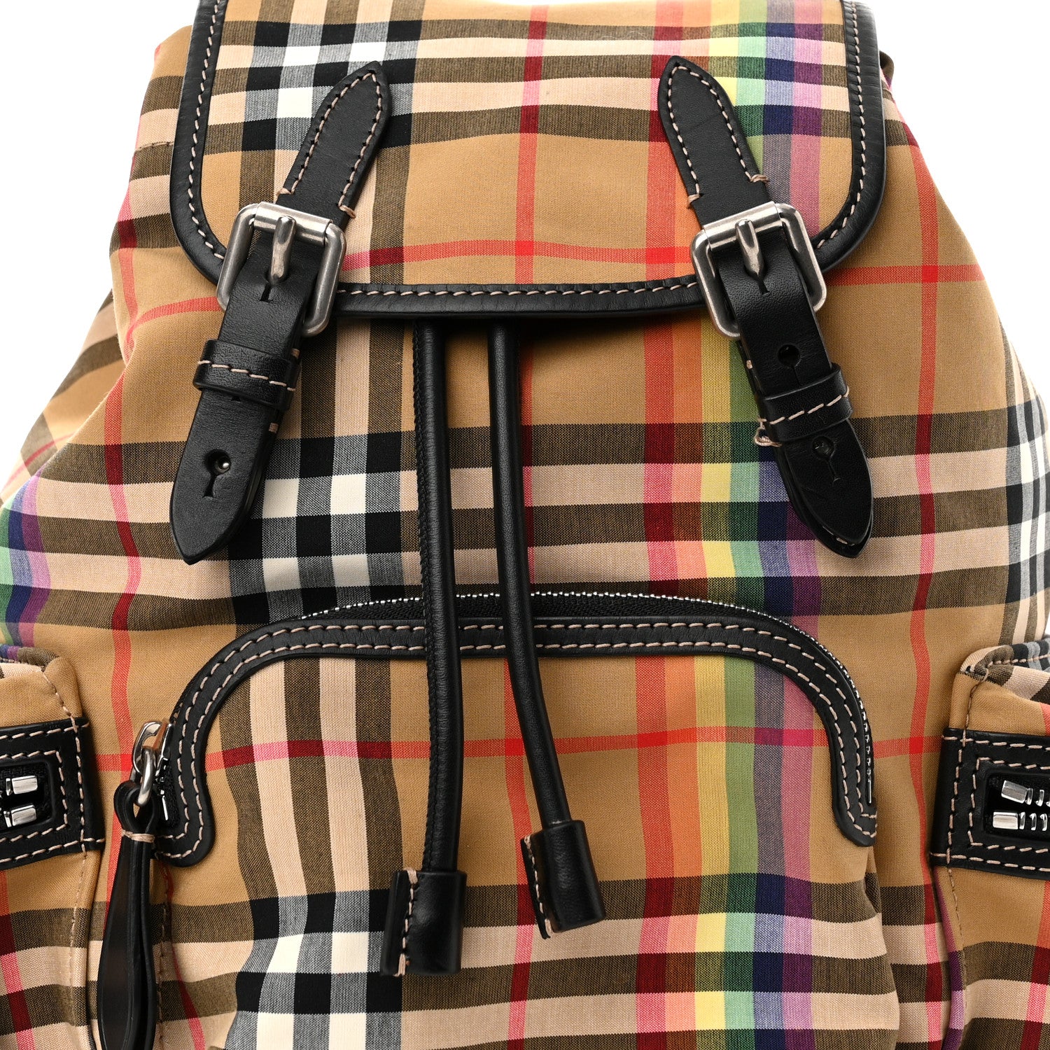 Burberry Vintage Rainbow Check Small Rucksack Backpack Antique Yellow 6 of 8