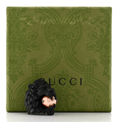 Gucci Glass Pearl Lion Head Ring 52 6 Black Pink 7 of 7