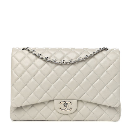 Chanel Calfskin Quilted Maxi Double Flap Light Grey 1 of 13