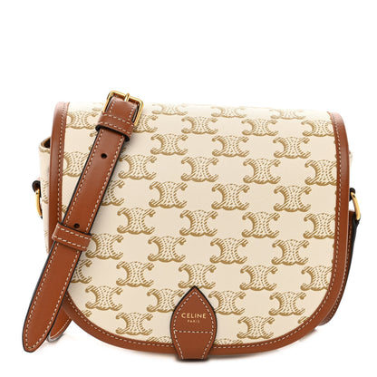 Celine Triomphe Canvas Medium Folco Bag White 1 of 9
