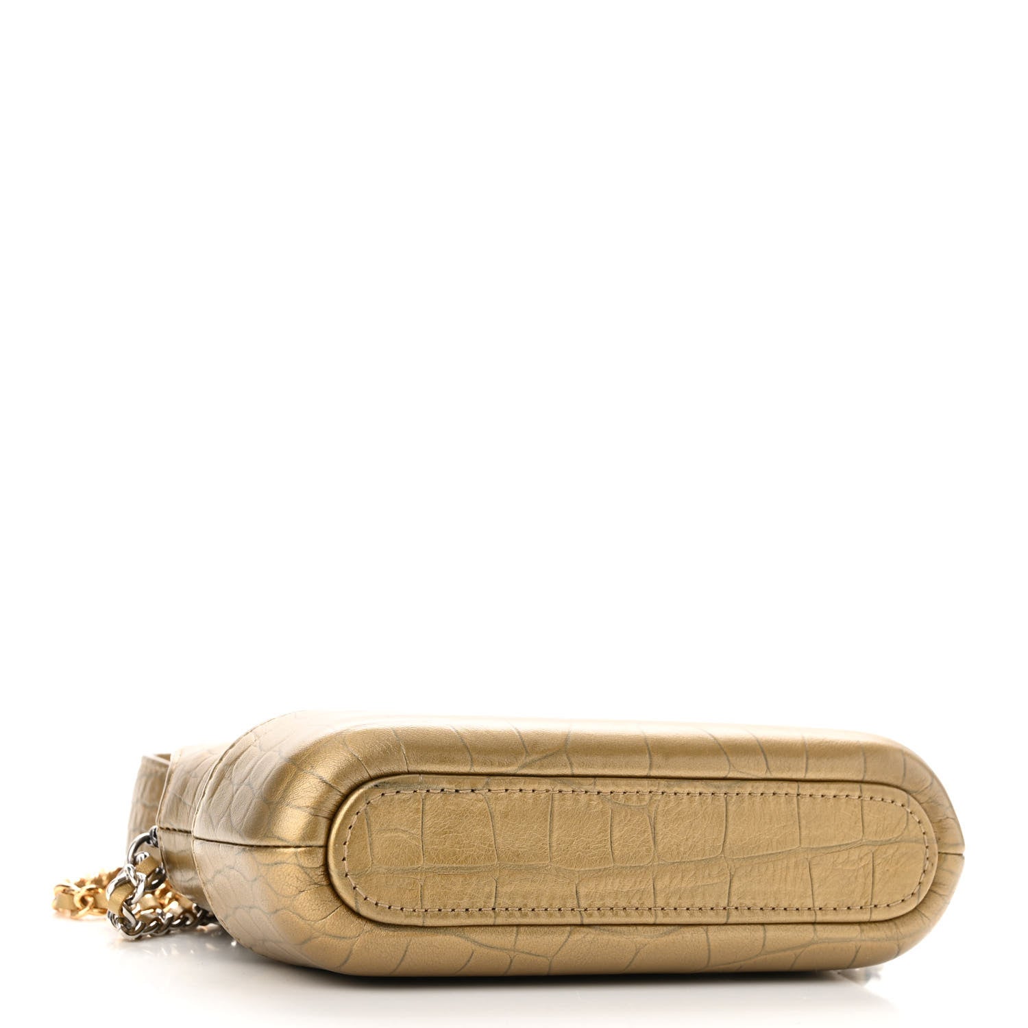 Chanel Metallic Calfskin Crocodile Embossed Small Gabrielle Clutch With Chain Gold 4 of 13
