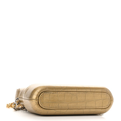 Chanel Metallic Calfskin Crocodile Embossed Small Gabrielle Clutch With Chain Gold 4 of 13