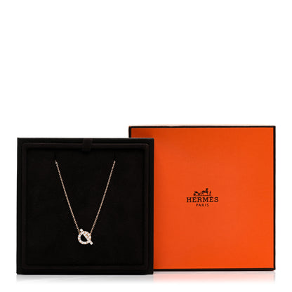 Hermes 18K Rose Gold Diamond Finesse Pendant Necklace 5 of 5