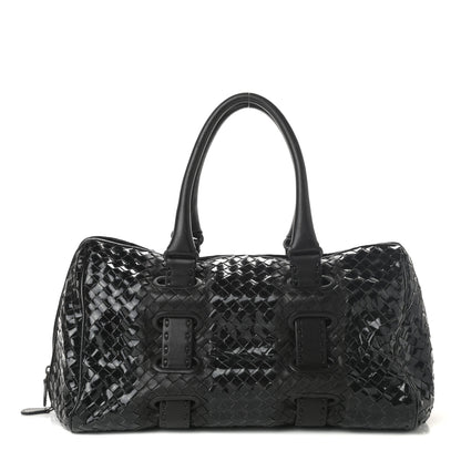 Bottega Veneta Patent Nappa Intrecciato Accordion Satchel Black 1 of 9