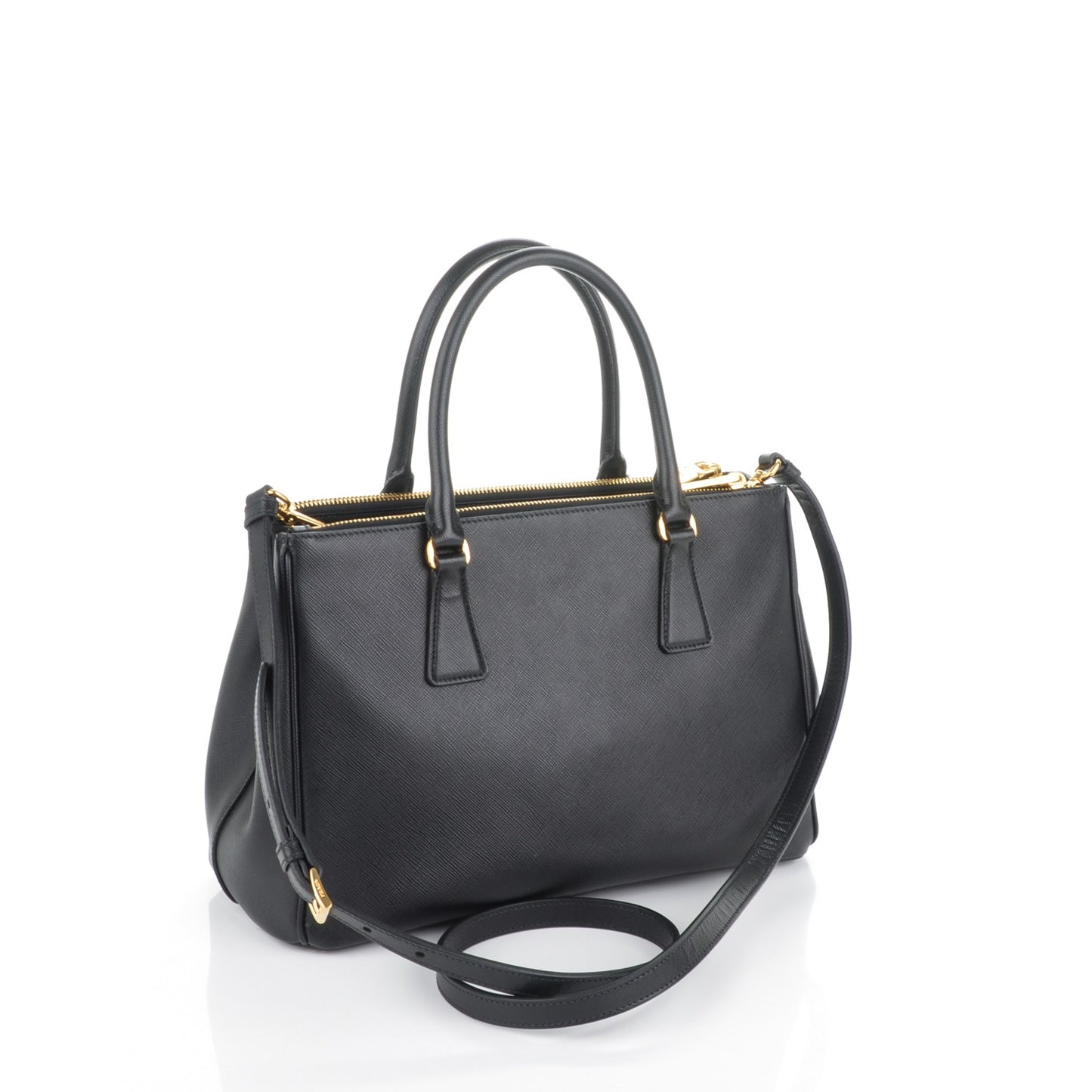Saffiano Small Galleria Double Zip Tote Black