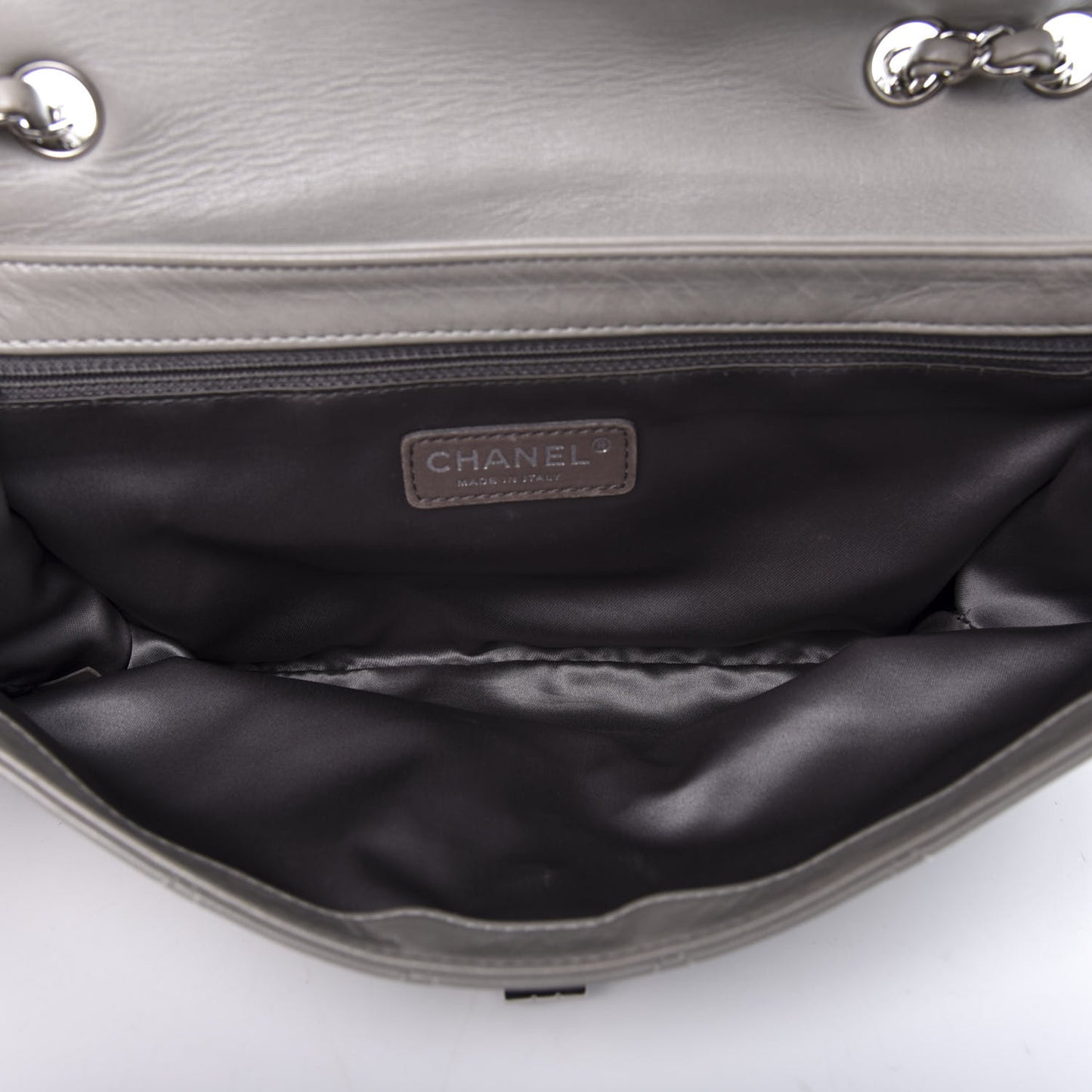 Lambskin East West Mademoiselle Flap Grey