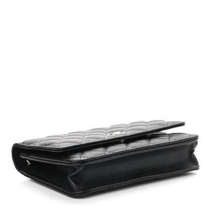 Chanel Caviar Quilted Wallet With Charms On Chain WOC Black 3 of 10