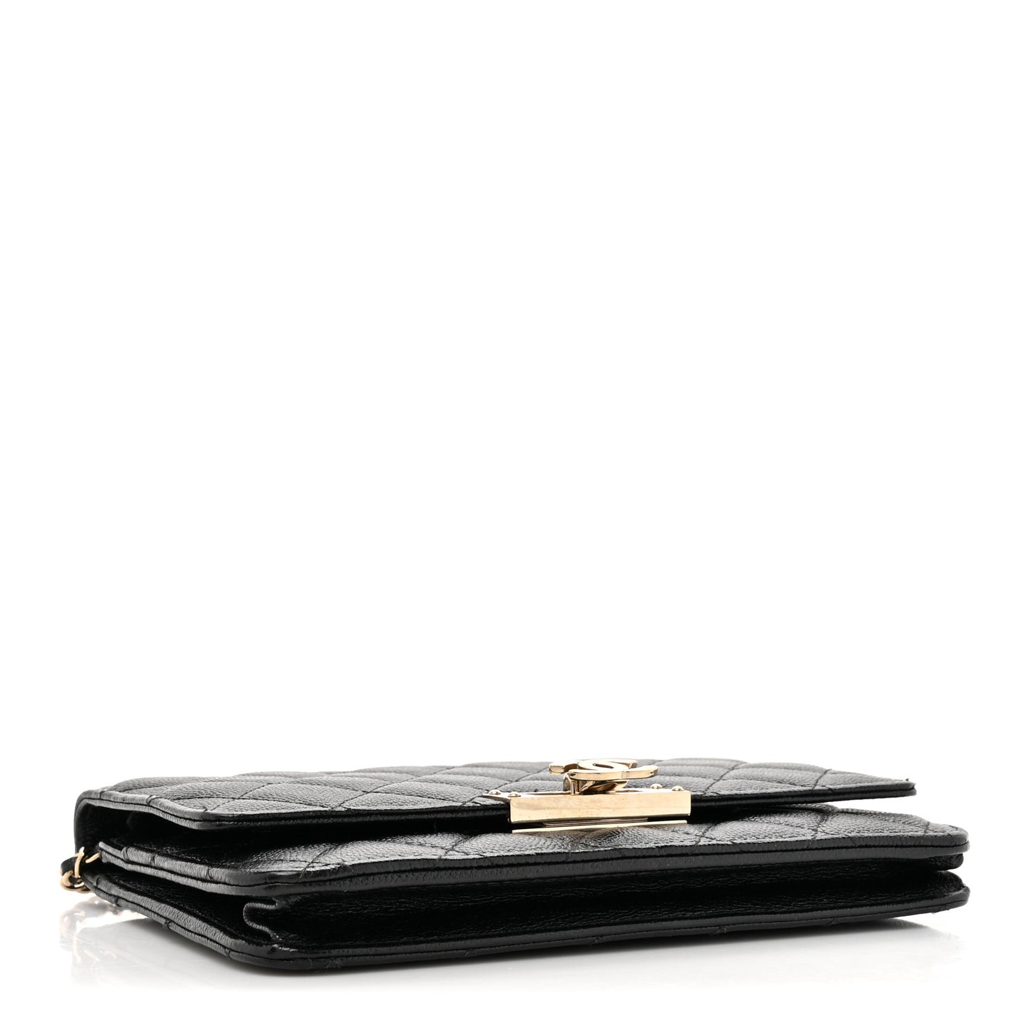 Caviar Quilted Golden Class Wallet On Chain WOC Black