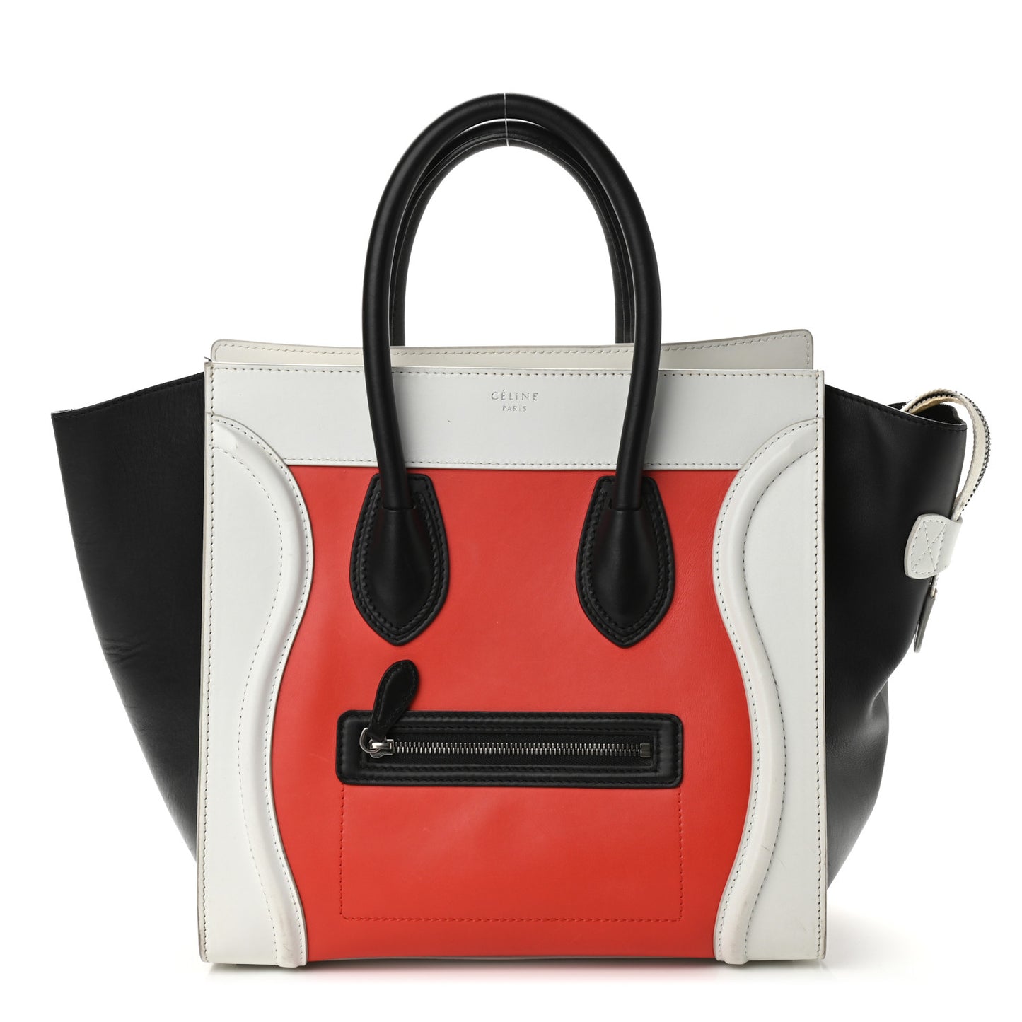 Smooth Calfskin Mini Tri-Color Luggage Vermillion