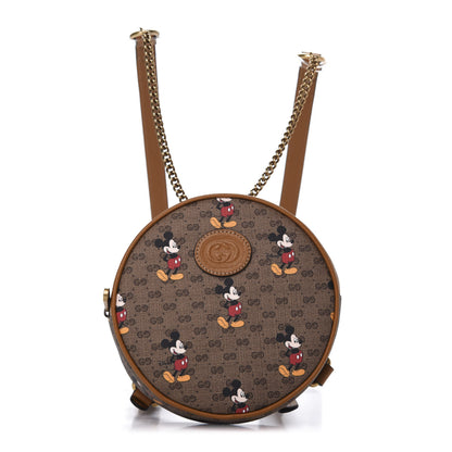 Gucci X DISNEY Mini Vintage GG Supreme Monogram Mickey Mouse Round Backpack Beige Vintage Sun Oil 1 of 10