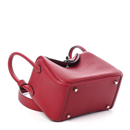 Hermes Taurillon Clemence Mini Lindy 20 Rouge Grenat 3 of 4