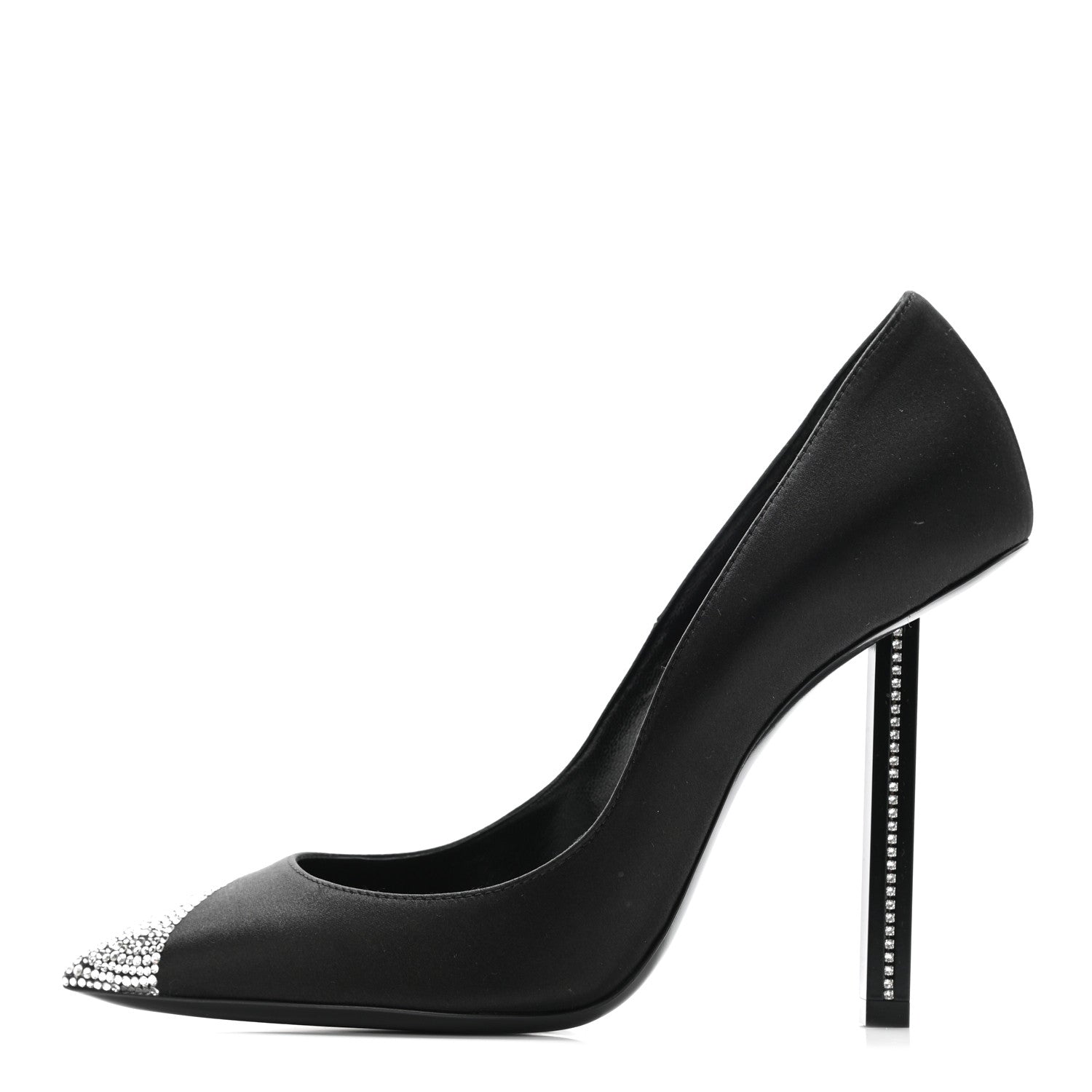 Saint Laurent Satin Crystal Embellished Tower 110 Pump 38.5 Black 1 of 8