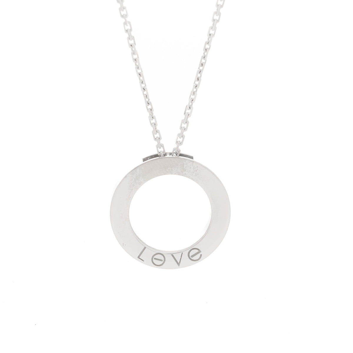 Cartier 18K White Gold Diamond Interlocking LOVE Paved Necklace 5 of 6