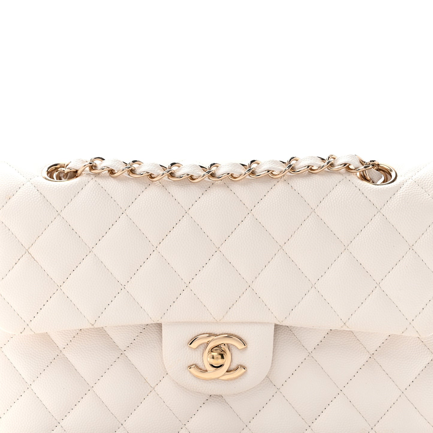 Caviar Quilted Small Double Flap White