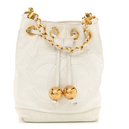 Chanel Lambskin CC Drawstring Bucket Bag White 1 of 20