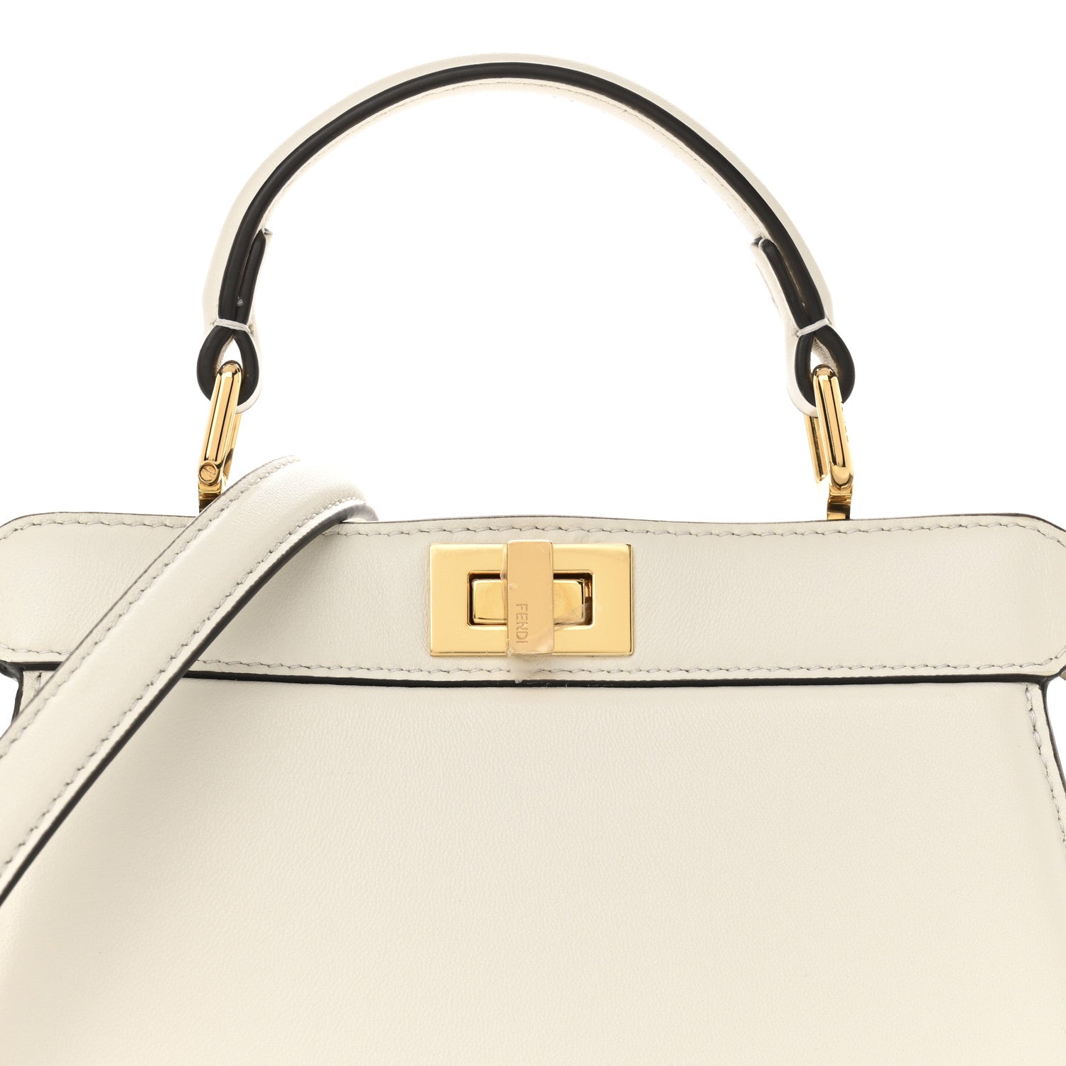 Fendi Shiny Nappa Petite Peekaboo I SEE U Satchel White 9 of 13
