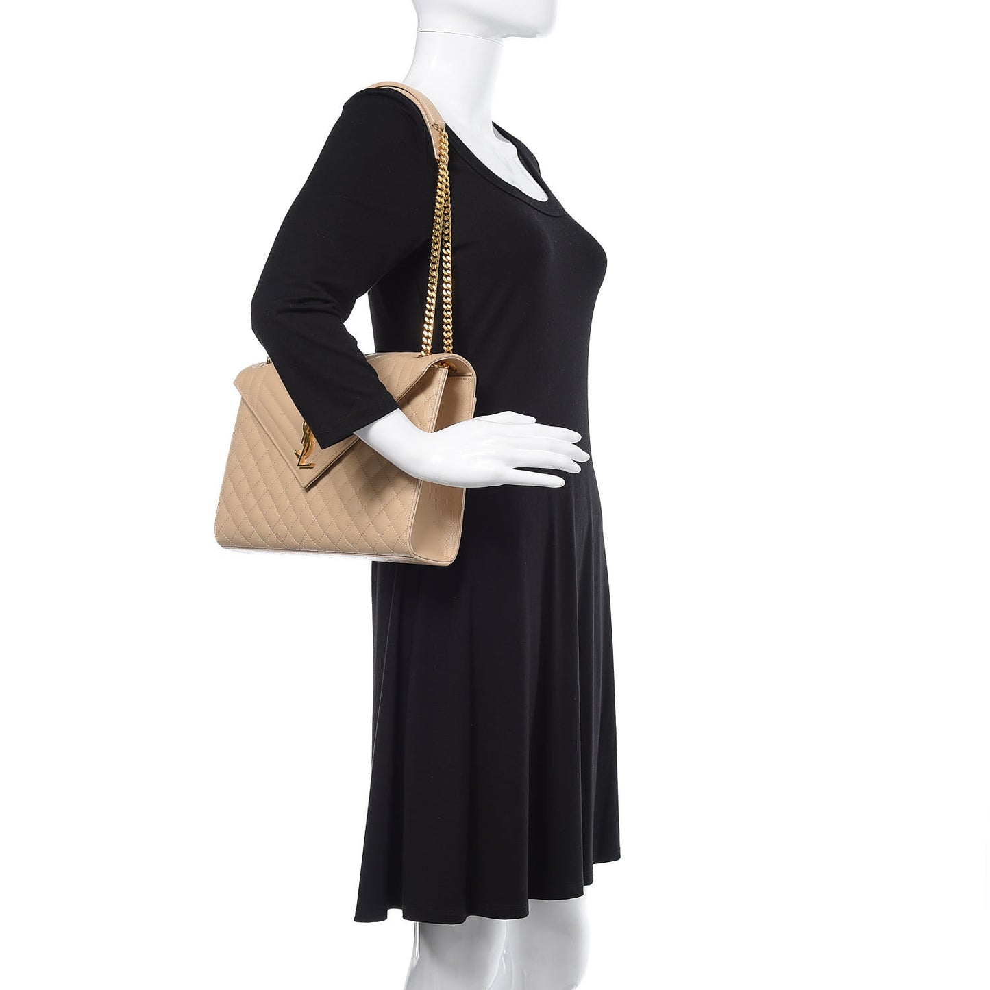 Grain De Poudre Mixed Matelasse Large Triquilt Monogram Satchel Nude Powder