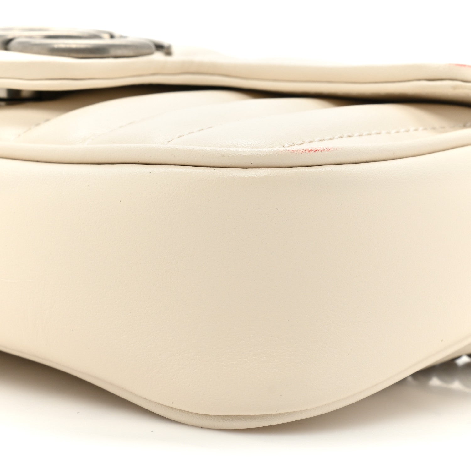 Gucci Calfskin Matelasse Aria Super Mini GG Marmont Shoulder Bag Mystic White 8 of 11