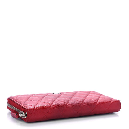 Chanel Caviar Quilted Large Gusset Zip Around Wallet Red 4 of 11