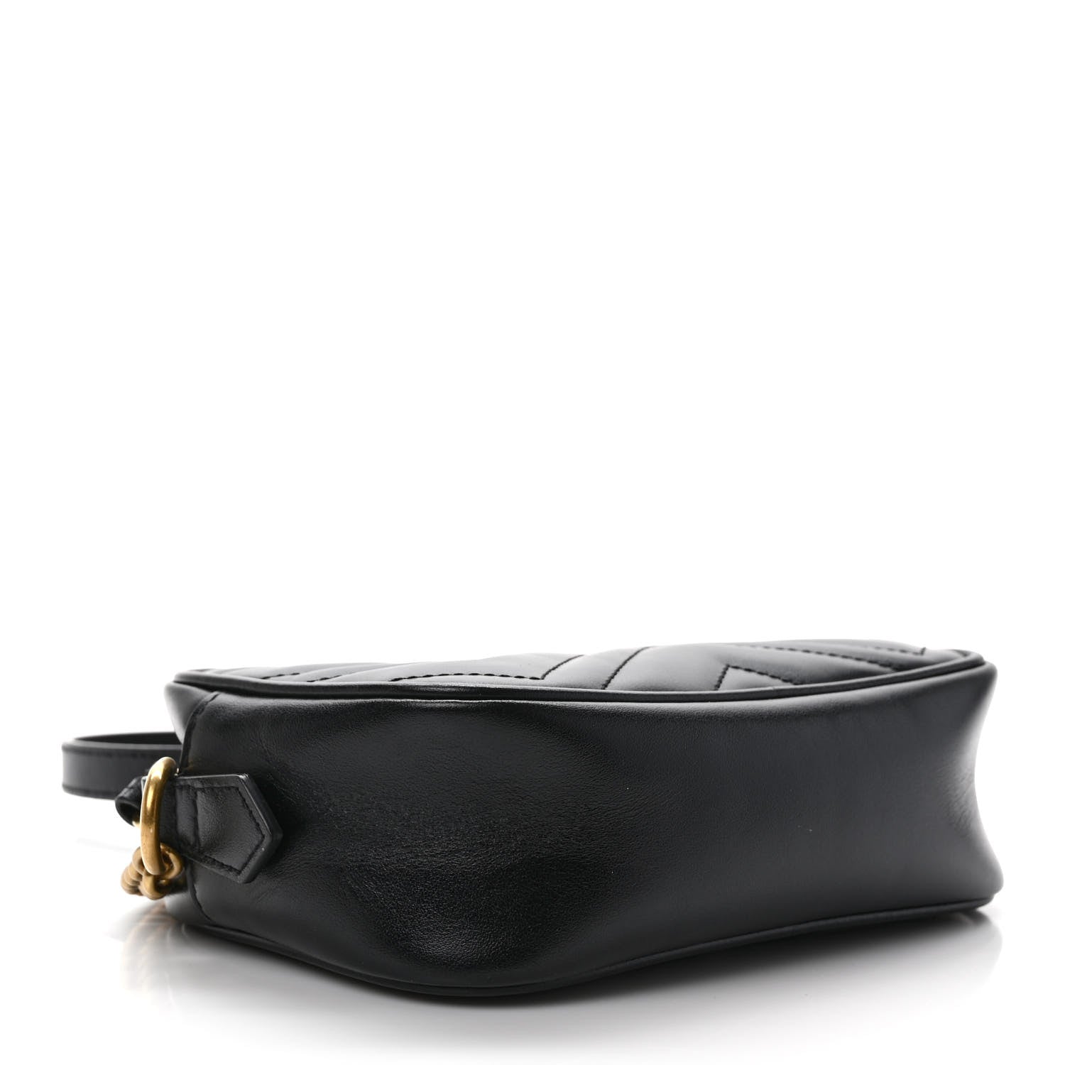 Gucci Calfskin Matelasse Mini GG Marmont Chain Shoulder Bag Black 3 of 9