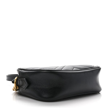 Gucci Calfskin Matelasse Mini GG Marmont Chain Shoulder Bag Black 3 of 9