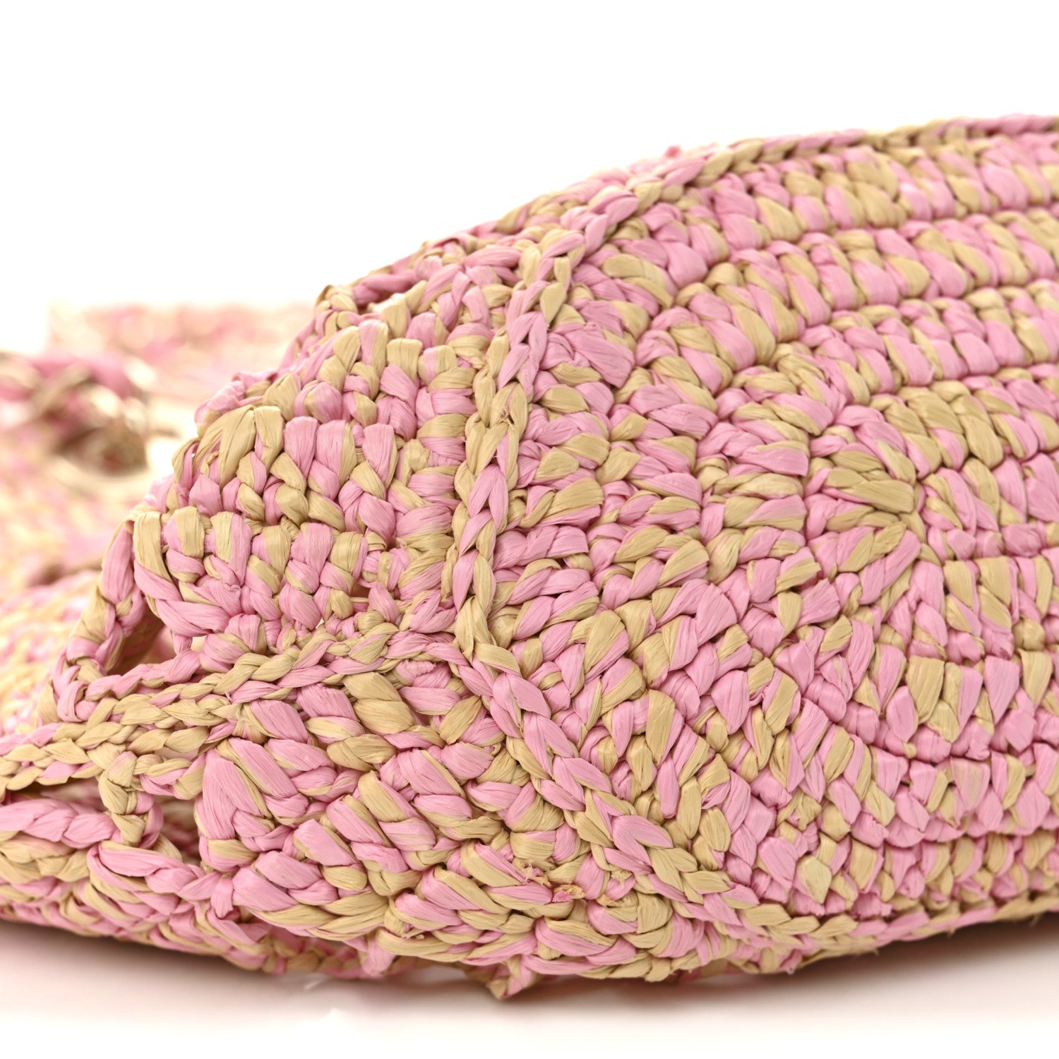 Chanel Raffia Effect Braided Small Shopping Bag Beige Pink 10 of 12